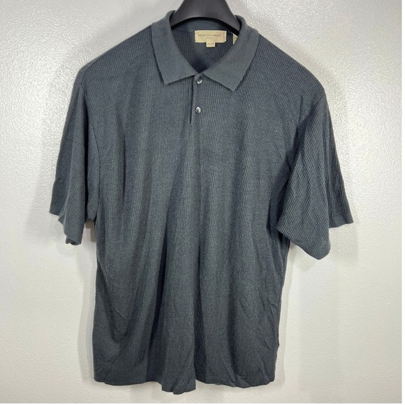 Pronto Uomo Knit Polo Shirt Ribbed Short Sleeve Casual Top XXL Preppy Italy Made - Picture 2 of 9